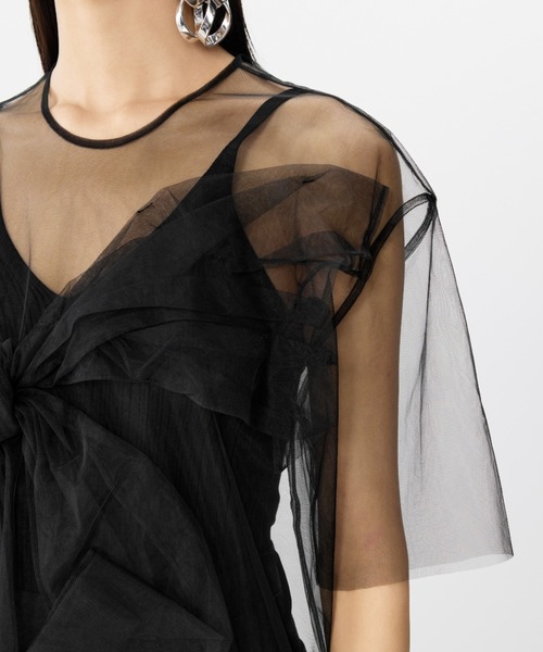 tシャツ Airy Ribbon Mesh Top / リボンメッシュトップス レディース セール】Airy Ribbon Mesh Top / リボンメッシュトップス（T
