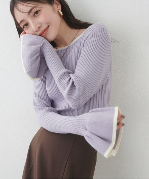セール】配色フリル袖ニット（ニット/セーター）｜natural couture