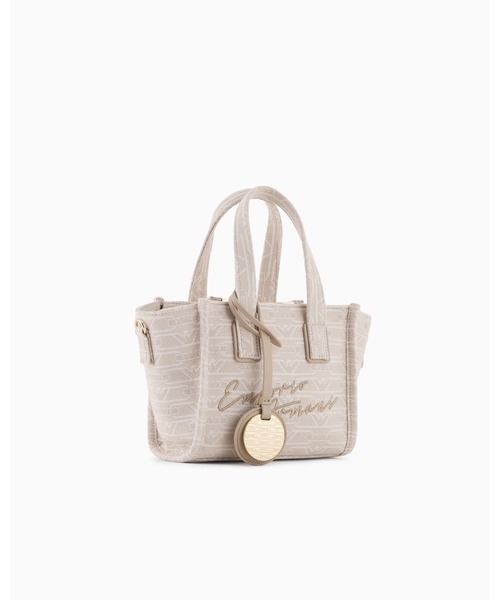 EMPORIO ARMANI（エンポリオアルマーニ）の「【エンポリオ アルマーニ】ショッパー ジャカードキャンバス オールオーバーモノグラム スモール（トートバッグ・レディース・ネイビー系/ライトベージュ・FREE）」の4枚目の写真