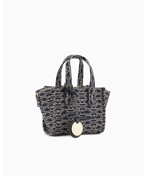 EMPORIO ARMANI（エンポリオアルマーニ）の「【エンポリオ アルマーニ】ショッパー ジャカードキャンバス オールオーバーモノグラム スモール（トートバッグ・レディース・ネイビー系/ライトベージュ・FREE）」の9枚目の写真