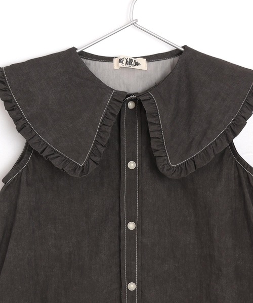 MAKE YOUR DAY（メイクユアデイ）の「ビッグカラーデニムワンピース■150.160cm（ワンピース・キッズ・ブラック/ブルー・160/150）」の6枚目の写真