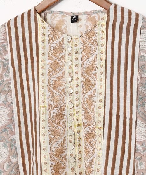 チャイハネ（チャイハネ）の「【チャイハネ】アズラクブロックプリントMEN'Sトップス（その他トップス・メンズ・ベージュ/レッド/ブルー・FREE）」の5枚目の写真