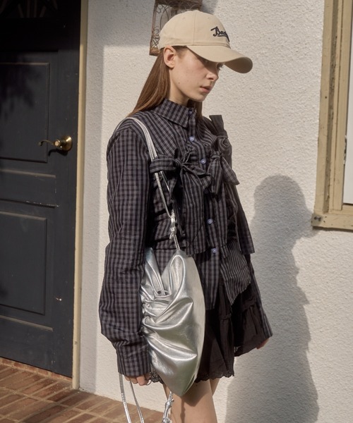 Birthday room(バースデイルーム)の「チェックリボンシャツ/check ribbon shirt(シャツ/ブラウス・レディース・ブラック・FREE)」の6枚目の写真