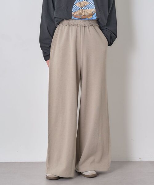 CRAFT STANDARD BOUTIQUE(クラフトスタンダードブティック)の「【ユニセックス】ダブルフェイスカットオフワイドパンツ(スウェットパンツ・レディース・グレー/ブラック/ベージュ・L/M/S)」の1枚目の写真