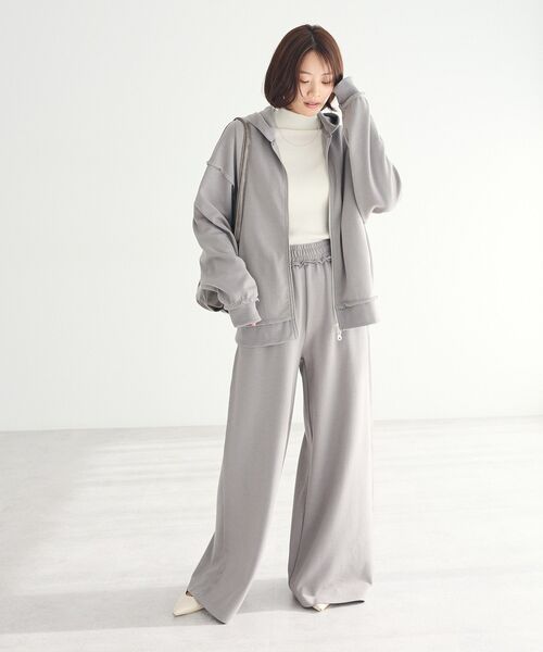 CRAFT STANDARD BOUTIQUE(クラフトスタンダードブティック)の「【ユニセックス】ダブルフェイスカットオフワイドパンツ(スウェットパンツ・レディース・グレー/ブラック/ベージュ・L/M/S)」の10枚目の写真