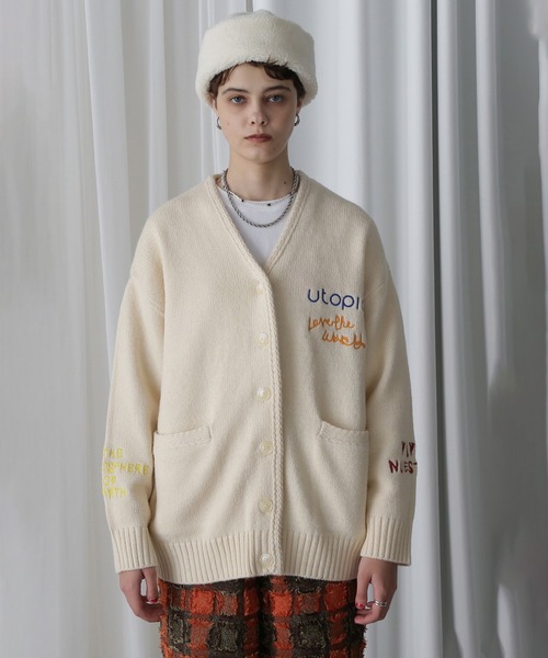 ROSE BUD（ローズバッド）の「(GENE HEAVENS)エンブロイダリー カレッジニットカーディガン（カーディガン/ボレロ・レディース・ホワイト・ONE SIZE）」の8枚目の写真