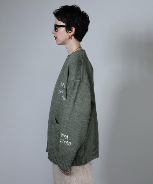 ROSE BUD（ローズバッド）の「(GENE HEAVENS)エンブロイダリー カレッジニットカーディガン（カーディガン/ボレロ・レディース・ホワイト・ONE SIZE）」の2枚目の写真