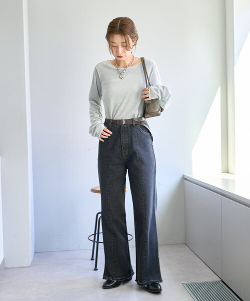 カスタネ　ウォッシュドストレートデニムパンツ セール】【低身長サイズ/2サイズ展開】ウォッシュドストレート