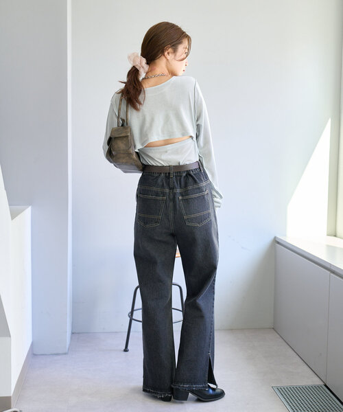カスタネ　ウォッシュドストレートデニムパンツ セール】【低身長サイズ/2サイズ展開】ウォッシュドストレート