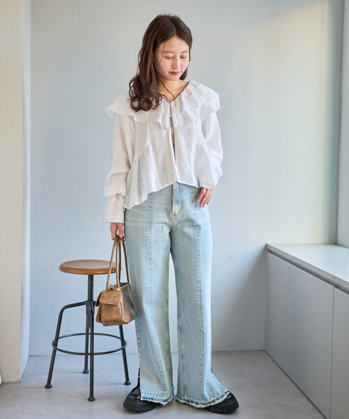 Kastane レースデニムパンツ　サイズ1 新品未使用 Kastane ジーンズ デニム デニムパンツ 「高身長サイズ追加/低