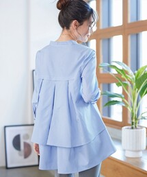 【大きいサイズ】バックタックフレアシャツチュニック