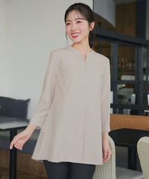 【大きいサイズ】バックタックフレアシャツチュニック