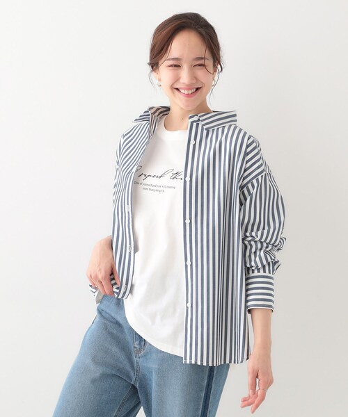 Cutie Blonde（キューティーブロンド）の「【洗える/S-LL】いろいろ ストライプシャツ（シャツ/ブラウス・レディース・イエロー系その他4/ネイビー系2/ブルー系2/ブルー系7・02/03/04/01）」の6枚目の写真