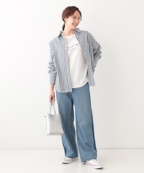 Cutie Blonde（キューティーブロンド）の「【洗える/S-LL】いろいろ ストライプシャツ（シャツ/ブラウス・レディース・イエロー系その他4/ネイビー系2/ブルー系2/ブルー系7・02/03/04/01）」の8枚目の写真