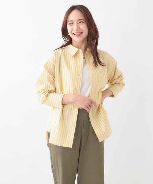 Cutie Blonde（キューティーブロンド）の「【洗える/S-LL】いろいろ ストライプシャツ（シャツ/ブラウス・レディース・イエロー系その他4/ネイビー系2/ブルー系2/ブルー系7・02/03/04/01）」の10枚目の写真