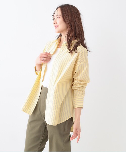 Cutie Blonde（キューティーブロンド）の「【洗える/S-LL】いろいろ ストライプシャツ（シャツ/ブラウス・レディース・イエロー系その他4/ネイビー系2/ブルー系2/ブルー系7・02/03/04/01）」の11枚目の写真
