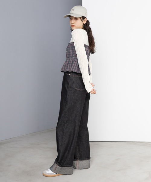 RAGEBLUE（レイジブルー）の「チェックギャザービスチェドッキングシアープルオーバー（Tシャツ/カットソー・レディース・ホワイト系/ブラック系・FREE）」の5枚目の写真