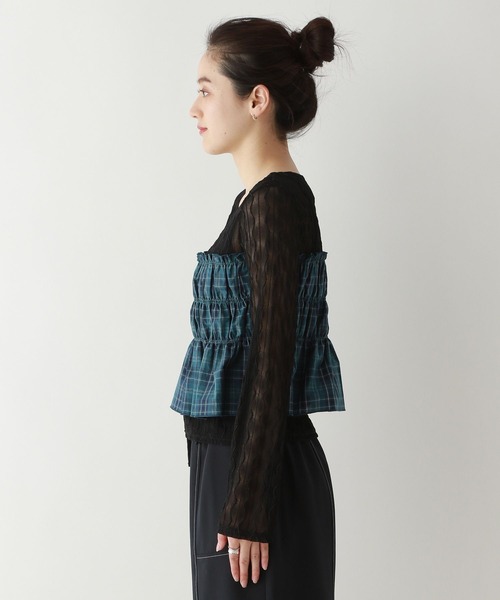 RAGEBLUE（レイジブルー）の「チェックギャザービスチェドッキングシアープルオーバー（Tシャツ/カットソー・レディース・ホワイト系/ブラック系・FREE）」の15枚目の写真