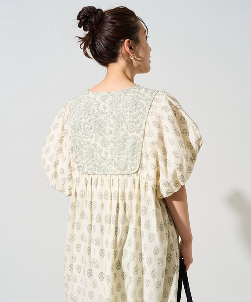 セール】限定展開 インド 花柄 フロント 切り替え ワンピース