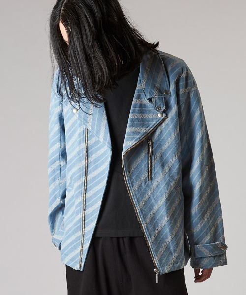 NO ID.(ノーアイディ)の「mj10574- JQデニムBIGライダースJKT ジャケット(ライダースジャケット・メンズ・ライトブルー/インディゴブルー/ブルー系その他・ONE SIZE)」の2枚目の写真