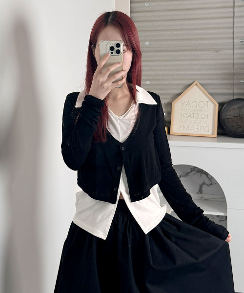 Tシャツ・カットソー No.1159 96 layered T セール】2Color Layered T-shirt / 配色 レイヤードtシャツ（T