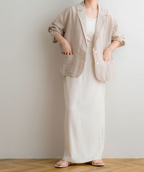 NOAHL（ノアル）の「【NOAHL】シアーライトジャケット（テーラードジャケット・レディース・アイボリー/グレイッシュベージュ/イエロー・FREE）」の4枚目の写真