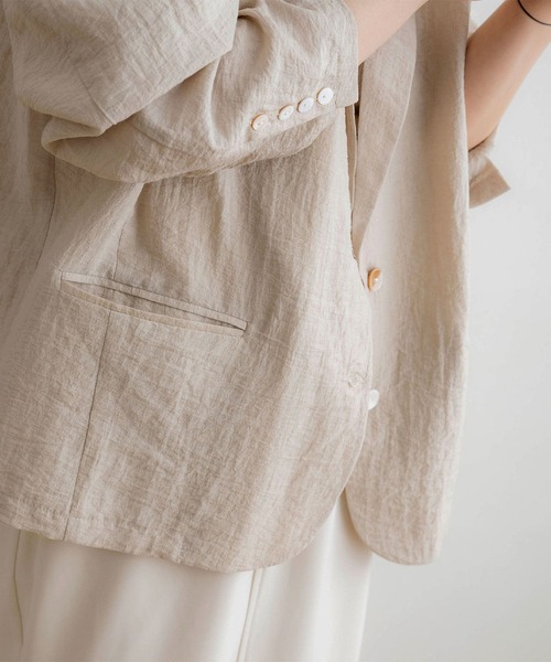 NOAHL（ノアル）の「【NOAHL】シアーライトジャケット（テーラードジャケット・レディース・アイボリー/グレイッシュベージュ/イエロー・FREE）」の11枚目の写真