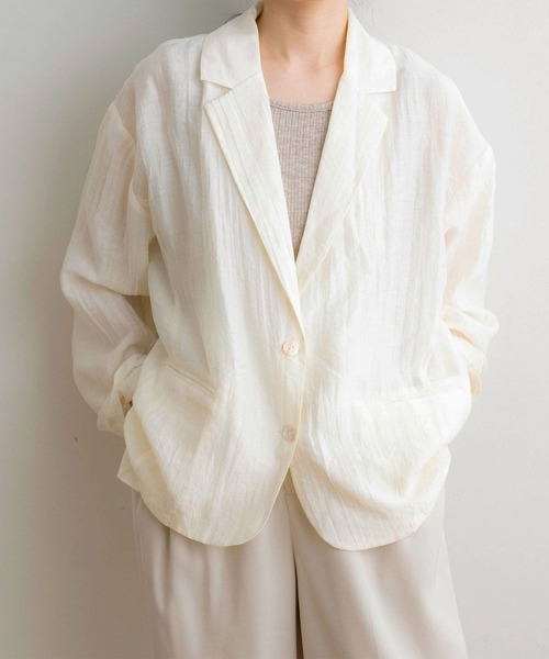 NOAHL（ノアル）の「【NOAHL】シアーライトジャケット（テーラードジャケット・レディース・アイボリー/グレイッシュベージュ/イエロー・FREE）」の18枚目の写真