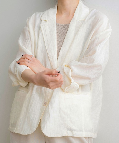 NOAHL（ノアル）の「【NOAHL】シアーライトジャケット（テーラードジャケット・レディース・アイボリー/グレイッシュベージュ/イエロー・FREE）」の20枚目の写真