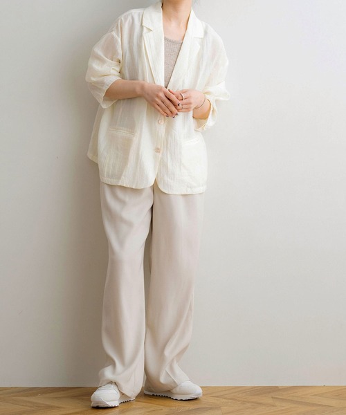 NOAHL（ノアル）の「【NOAHL】シアーライトジャケット（テーラードジャケット・レディース・アイボリー/グレイッシュベージュ/イエロー・FREE）」の21枚目の写真