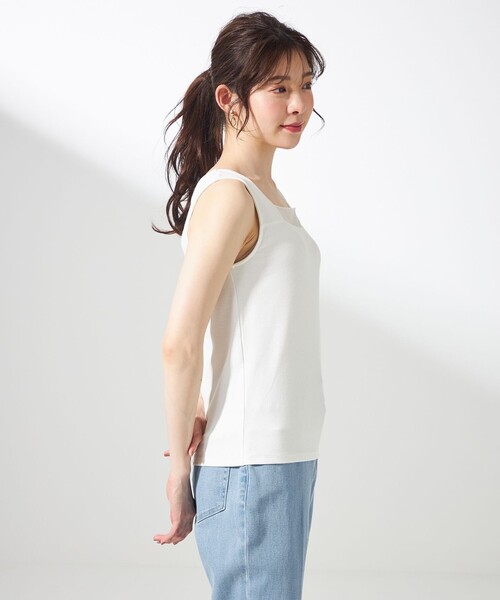 ANY SIS(エニィスィス)の「【洗える】シアーコンビスクエアネック タンクトップ(タンクトップ・レディース・ベージュ系/ブラック系/ホワイト系・4)」の4枚目の写真