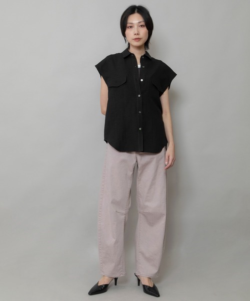 Munich(ミューニック)の「【通気性】【吸湿性】リネンレーヨンフラップシャツ(シャツ/ブラウス・レディース・ブルー/ベージュ/ブラック/ホワイト・FREE)」の22枚目の写真