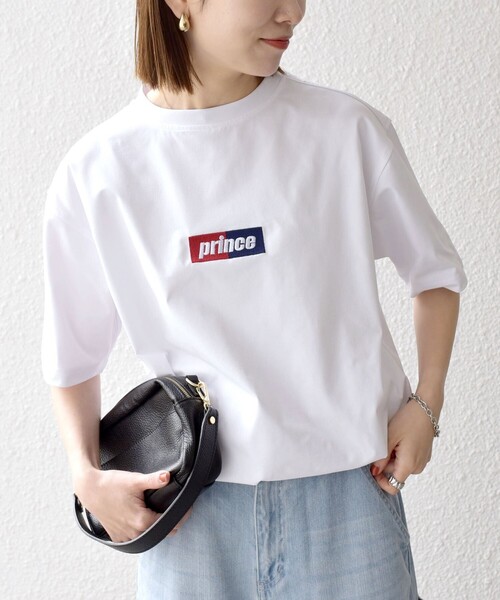 PRINCE(プリンス)の「【SHIPS any別注】prince:〈吸水速乾/UVカット/遮熱〉ボックス ロゴ 刺繍 スピンドル Tシャツ◇(Tシャツ/カットソー・メンズ・ホワイト/ブラック/グリーン・SMALL/MEDIUM/LARGE)」の2枚目の写真