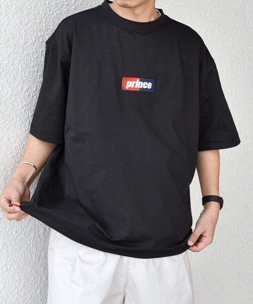 PRINCE(プリンス)の「【SHIPS any別注】prince:〈吸水速乾/UVカット/遮熱〉ボックス ロゴ 刺繍 スピンドル Tシャツ◇(Tシャツ/カットソー・メンズ・ホワイト/ブラック/グリーン・SMALL/MEDIUM/LARGE)」の3枚目の写真