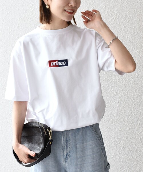 PRINCE(プリンス)の「【SHIPS any別注】prince:〈吸水速乾/UVカット/遮熱〉ボックス ロゴ 刺繍 スピンドル Tシャツ◇(Tシャツ/カットソー・メンズ・ホワイト/ブラック/グリーン・SMALL/MEDIUM/LARGE)」の8枚目の写真