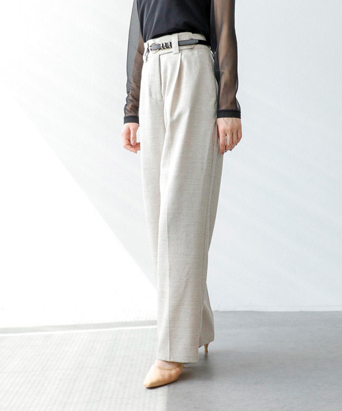 Three Four Time（ｽﾘｰﾌｫｰﾀｲﾑ）の「リネンライクベルトパンツ（スラックス・レディース・ベージュ・FREE）」の3枚目の写真