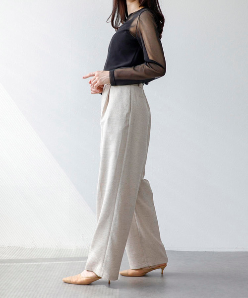 Three Four Time（ｽﾘｰﾌｫｰﾀｲﾑ）の「リネンライクベルトパンツ（スラックス・レディース・ベージュ・FREE）」の4枚目の写真