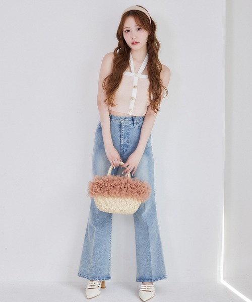 one after another NICE CLAUP（ワンアフターアナザーナイスクラップ）の「セット対応/配色ニットビスチェ（キャミソール・レディース・ピンク/ネイビー/サックスブルー/アイボリー・FREE）」の5枚目の写真