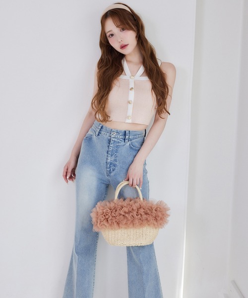 one after another NICE CLAUP（ワンアフターアナザーナイスクラップ）の「セット対応/配色ニットビスチェ（キャミソール・レディース・ピンク/ネイビー/サックスブルー/アイボリー・FREE）」の6枚目の写真