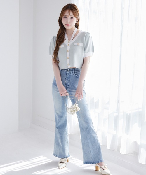 one after another NICE CLAUP（ワンアフターアナザーナイスクラップ）の「セット対応/配色ニットビスチェ（キャミソール・レディース・ピンク/ネイビー/サックスブルー/アイボリー・FREE）」の17枚目の写真