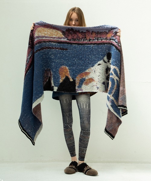 STOF(ストフ)の「STAR MOHAIR KNIT BLANKET(ストール/ショール・メンズ・ブルー/ブラック・FREE)」の8枚目の写真