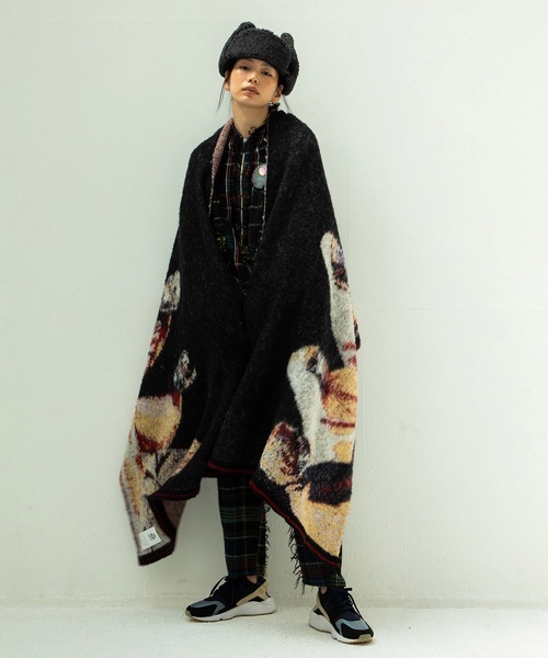STOF(ストフ)の「STAR MOHAIR KNIT BLANKET(ストール/ショール・メンズ・ブルー/ブラック・FREE)」の10枚目の写真