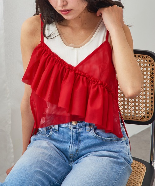 MAGASIN DE MODE Chou Chou(マガジンデモードシュシュ)の「【MAGASIN DE MODE Chou Chou】チュールアシメフリルビスチェ XNN(キャミソール・レディース・レッド/グレー/アイボリー/ブラック・FREE)」の19枚目の写真
