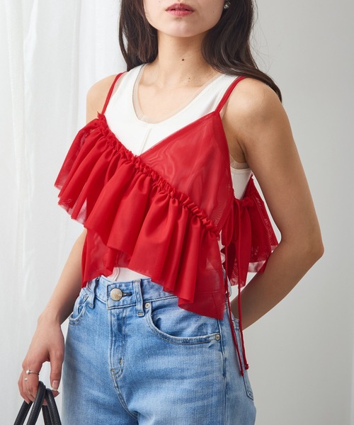 MAGASIN DE MODE Chou Chou(マガジンデモードシュシュ)の「【MAGASIN DE MODE Chou Chou】チュールアシメフリルビスチェ XNN(キャミソール・レディース・レッド/グレー/アイボリー/ブラック・FREE)」の20枚目の写真