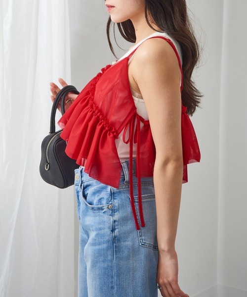 MAGASIN DE MODE Chou Chou(マガジンデモードシュシュ)の「【MAGASIN DE MODE Chou Chou】チュールアシメフリルビスチェ XNN(キャミソール・レディース・レッド/グレー/アイボリー/ブラック・FREE)」の21枚目の写真