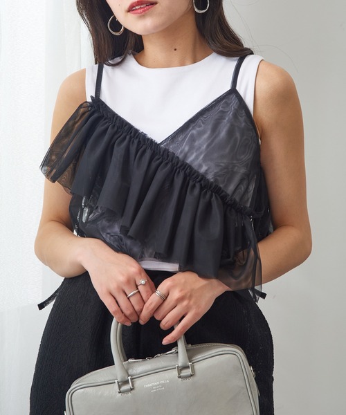 MAGASIN DE MODE Chou Chou(マガジンデモードシュシュ)の「【MAGASIN DE MODE Chou Chou】チュールアシメフリルビスチェ XNN(キャミソール・レディース・レッド/グレー/アイボリー/ブラック・FREE)」の11枚目の写真
