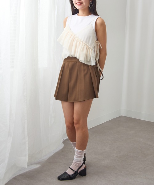 MAGASIN DE MODE Chou Chou(マガジンデモードシュシュ)の「【MAGASIN DE MODE Chou Chou】チュールアシメフリルビスチェ XNN(キャミソール・レディース・レッド/グレー/アイボリー/ブラック・FREE)」の9枚目の写真