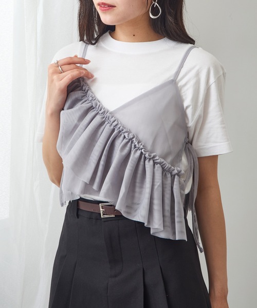 MAGASIN DE MODE Chou Chou(マガジンデモードシュシュ)の「【MAGASIN DE MODE Chou Chou】チュールアシメフリルビスチェ XNN(キャミソール・レディース・レッド/グレー/アイボリー/ブラック・FREE)」の15枚目の写真