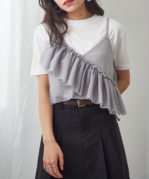 MAGASIN DE MODE Chou Chou(マガジンデモードシュシュ)の「【MAGASIN DE MODE Chou Chou】チュールアシメフリルビスチェ XNN(キャミソール・レディース・レッド/グレー/アイボリー/ブラック・FREE)」の16枚目の写真