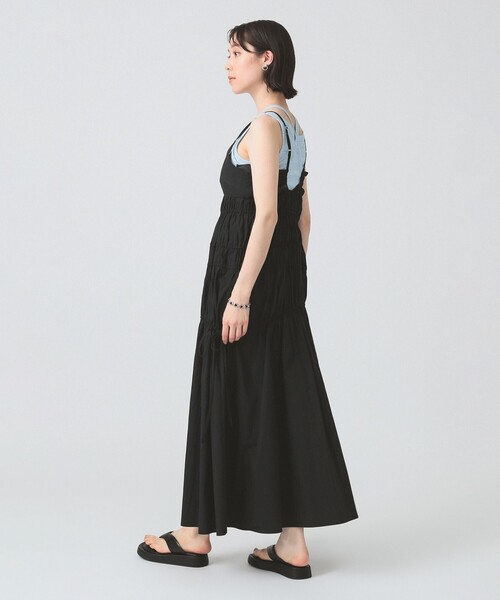 Ray BEAMS（レイビームス）の「シャーリング キャミ ワンピース [手洗い可]（ワンピース・レディース・ブラック/イエロー系その他5・1/0）」の3枚目の写真